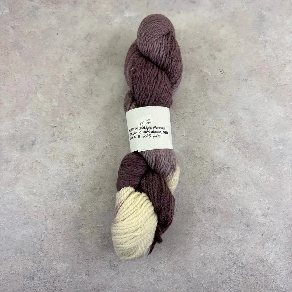 Destash Indie Dyed White Barn Farm Yarn Heaven DK Cormo Alpaca Blend Purple